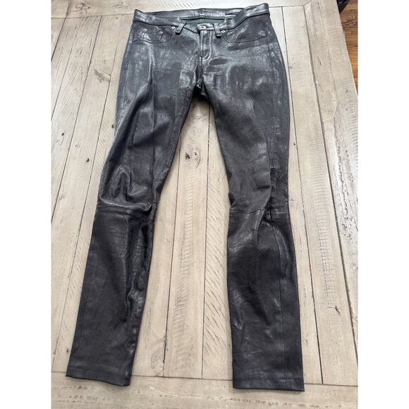 RAG & BONE Skinny LB Lambskin Leather Pants Black Size 27 - Picture 5 of 7